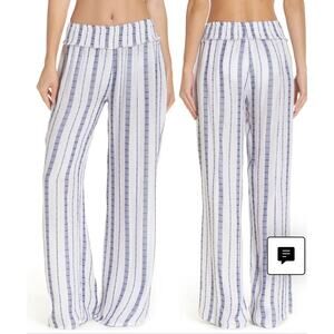 Surf Gypsy wide leg beach cover up pants white block print S